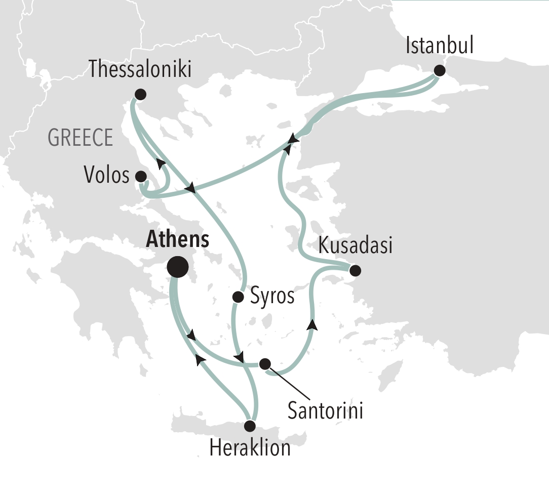 Route map for Athens (Piraeus) to Athens (Piraeus) voyage